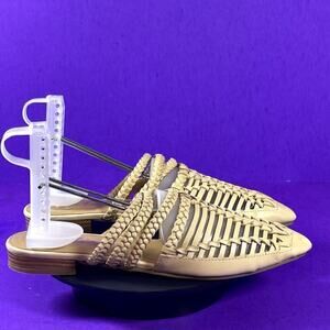 Matisse Women's Beige Leather Woven Tuscan Mules Shoe Size 7